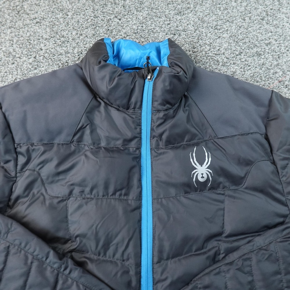 Spyder Jacket Mens M Black Puffer Insulated Full Zip Windbreaker Ski Coat Hiking